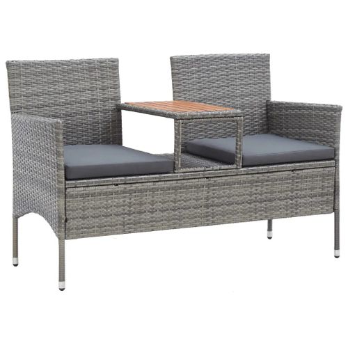 Prolenta Premium - Banc De Jardin 2 Places Et Table À Thé 143 Cm Poly Rotin Gris
