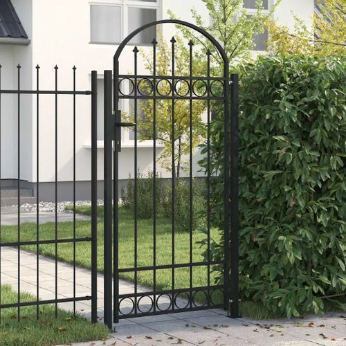 Prolenta Premium - Portail De Jardin Avec Dessus Arqué Acier 89x200 Cm Noir
