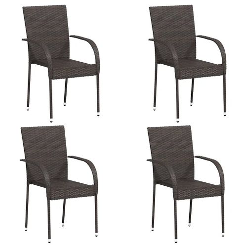Prolenta Premium - Chaises Empilables D'extérieur Lot De 4 Résine Tressée Marron