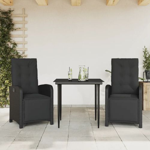 Prolenta Premium - Ensemble De Bistro 3 Pcs Avec Coussins Noir Résine Tressée