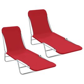 Prolenta Premium - Chaises Longues Pliables Lot De 2 Acier Et Tissu Rouge
