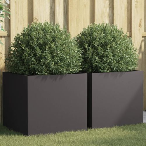 Prolenta Premium - Jardinières 2 Pcs Noir 49x47x46 Cm Acier
