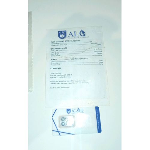 Lot De 6 Diamants Noir Black 5,30 Carats Diamond Certifié Avec Certification Algt Antwerpen A.L.G Rare Pour Cadeau Collection Passionné Pierre Précieuse