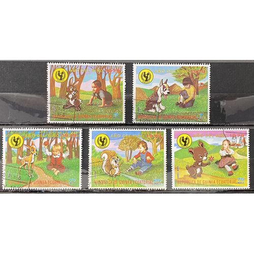 Lot De 5 Timbres Oblitérés Guinée Équatoriale 1979 Mi N° 1483 À 1487 Unicef