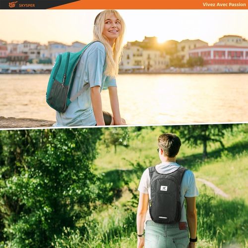 Sac a Dos Randonnee 10L Leger et Pliable pour Voyage et Utilisation Quotidienne, Hommes Femmes
