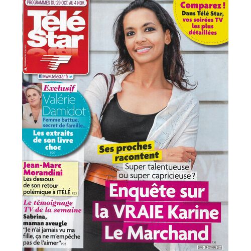 Tele Star N°2091 29/10/2016 Karine Le Marchand/ Valérie Damidot/ Morandini/ Johnny Hallyday/ Danielle Darrieux/ Éric Antoine