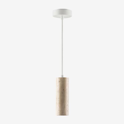 Lampe suspendue de plafond Ø6,5 cm en travertin Davise Blanc