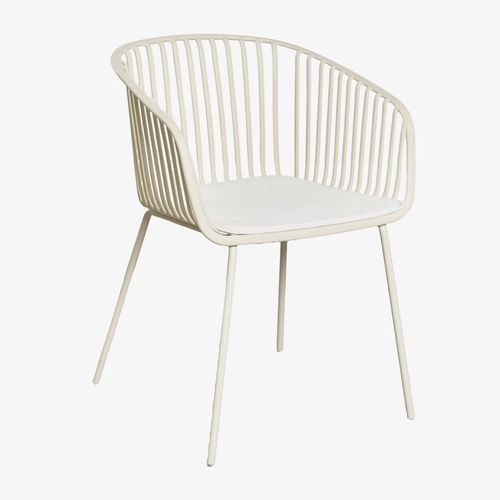 Pack de 2 chaises de salle à manger avec accoudoirs en acier et polypropylène Aradina Beige Lin