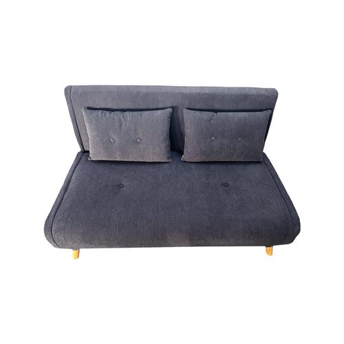 ENNIS - Canapé convertible en velours côtelé gris 2 places
