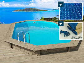 Piscine bois " Seychelles " - 4.00 x 3.00 x 1.30 m + Bâche à bulles 180 µ + Bâche hiver 280 gr/m²
