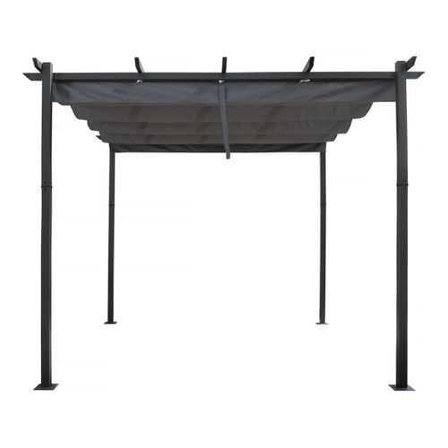 Pergola En Aluminium Avec Toit Rétractable - 3 X 3 M - Gris