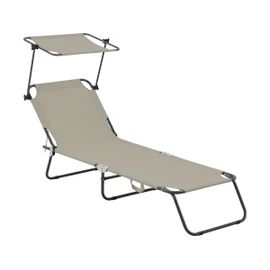Bain De Soleil Pliable "Lazy" - Avec Pare Soleil - Taupe