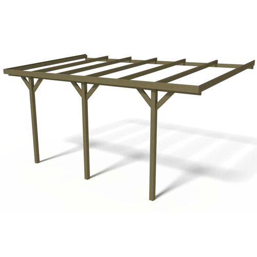 Carport Bois Adossé Voiture " Solar 2 " - 300 X 454 X 245 Cm