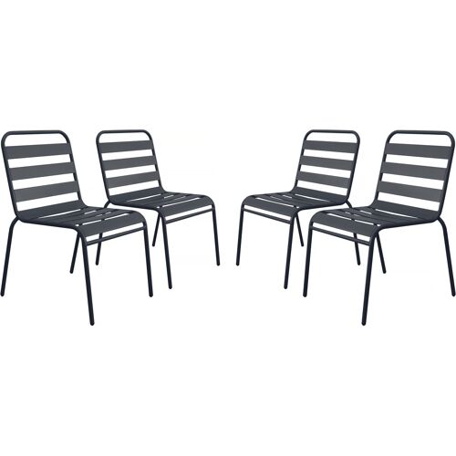 Lot De 4 Chaises De Jardin En Métal Empilables "Bilbao" - Gris