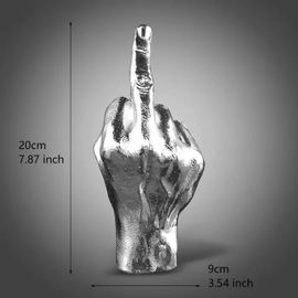 Statue en Résine du Doigt du Milieu,Statue Verticale,Artisanat d'Art,Geste de Bureau,Sculpture de Salon- Silver[A282]