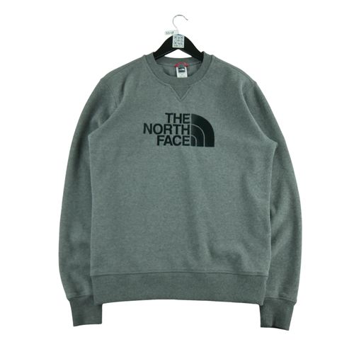 Reconditionné - Sweat Homme Manches Longues Gris The North Face - Motif Chiné - Col Rond - Taille M - Homme - Gris
