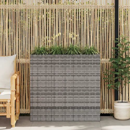 Prolenta Premium - Lit Surélevé De Jardin Avec 4 Pots Résine Tressée Gris