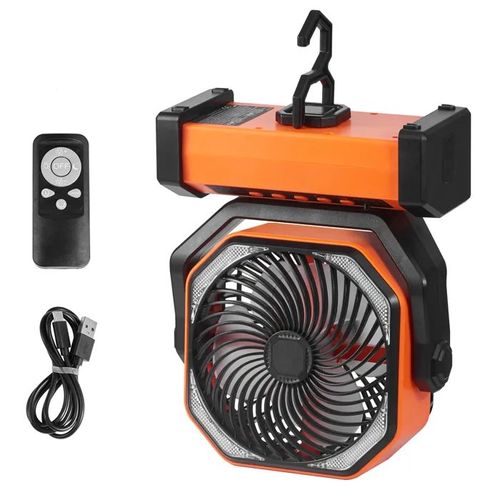 Ventilateur Portable Rechargeable-Duoku-228,6 mm-Alimenté Par Batterie avec Lanterne LED-4 Vitesses Réglables