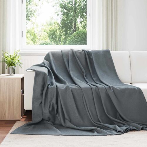 Vidaxl Jeté Gris Foncé 240 X 220 Cm Toison
