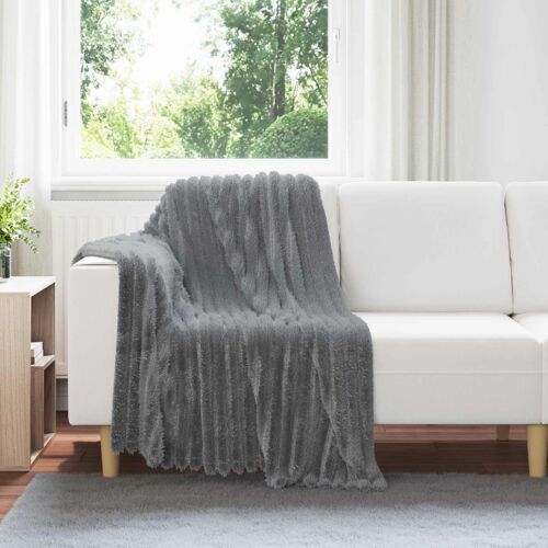 Vidaxl Jeté Gris Foncé 150 X 130 Cm Toison