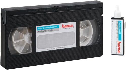VornixorSarlshop-Cassette de Nettoyage VHS pour MAGNETOSCOPE (Nettoyeur de tête vidéo lecteurs VHS/S-VHS/VHS-C/S-VHS-C, liquide de nettoyage inclus, Nettoyant de Têtes Vidéo - K7 nettoyage VHS) Noir