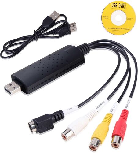 VornixorSarlshop-Convertisseur vidéo et Audio USB, USB 2.0 Audio vidéo Appareil Vieux VHS Mini DV, convertisseur VHS vers numérique, Adaptateur Cassette VHS, pour Mac et PC, Compatible Windows 11 10
