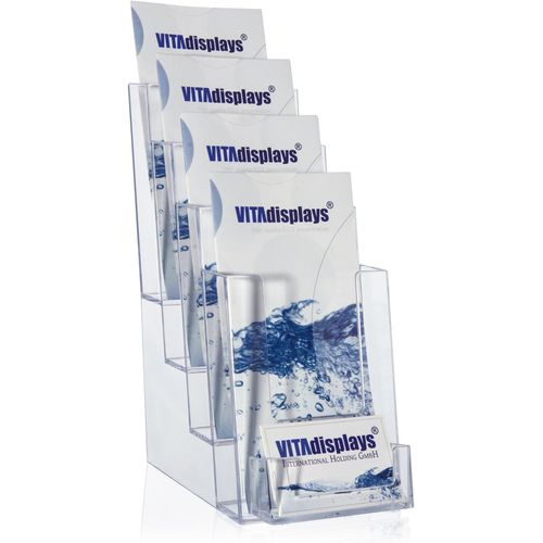 Présentoir À Brochures, La-141, Porte-Flyers, Din Long (Dl) A6, 4 Niveaux Et Avec Porte-Cartes De Visite Supplémentaire.