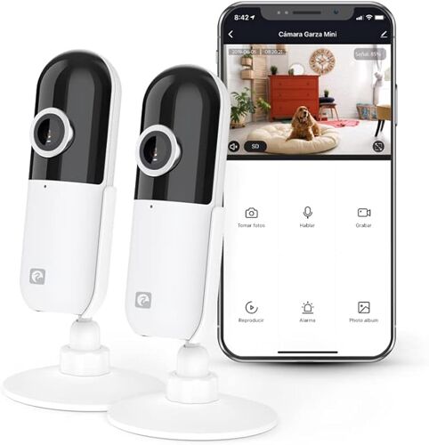 Garza Smart - Pack De 2 Caméras Ip Wifi Pour La Surveillance Intérieure Intelligente, Haute Résolution 720p Hd, Détecteur De Mouvement, Wifi 2,4 Ghz, Contrôle À Distance Via Application