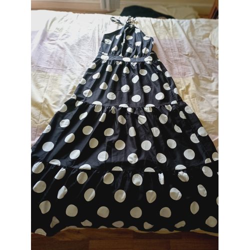 Robe Bleue Marine A Pois Blancs