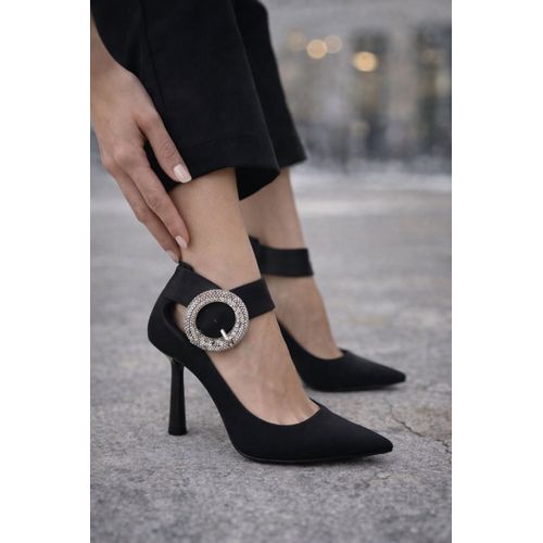 Zara Black Slingback Kitten Heels Pointed Toe Buckle – Elegant Chic – Size 35