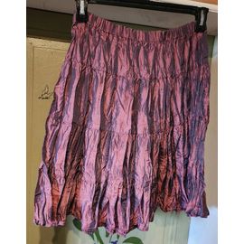 Jupe Courte Froissé Rose Brillante Bleu Bonheur T 40