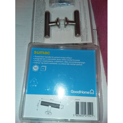 5 JEUX Poignées de meuble de cuisine GoodHome Sumac Argent L. 6 cm, 10 pièces