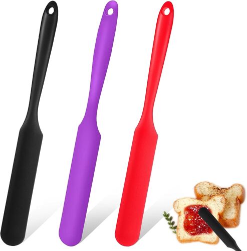 Spatule En Silicone Pour Pots, Ensemble De 3 Spatules De Cuisine, Spatule Résistante À La Chaleur Pour Étaler La Confiture, Mélanger Les Gâteaux, Racler La Crème Et Le Beurre
