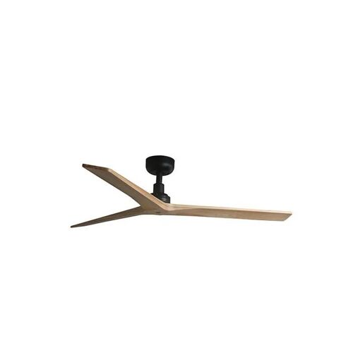 Faro Klim Ventilateur De Plafond Dc Noir Moyen, Bois De Chêne Clair, 6 Vitesses