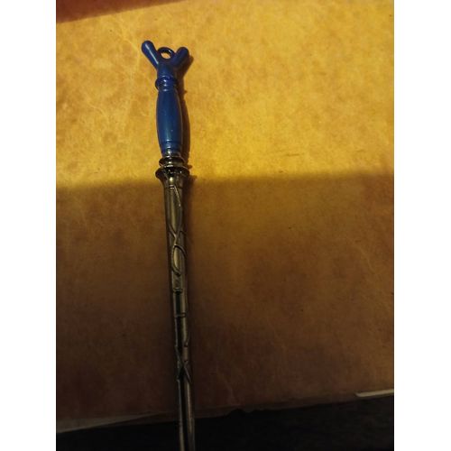 Pendentif Harry Potter Baguette Bleu Doré Neuve 14cm