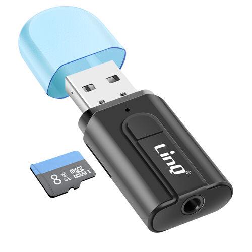 Adaptateur Audio Bluetooth USB avec Jack 3.5mm et Porte Carte micro-SD LinQ Noir