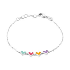 Bracelet Brillaxis Enfant Argent Coeurs Mutlicolores