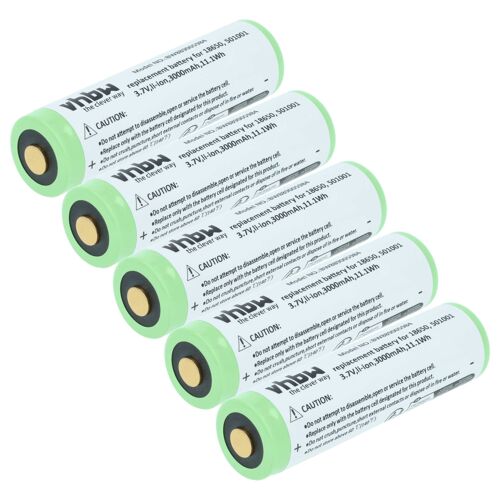 vhbw 5x Batterie compatible avec Ledlenser P6 Core Edidition 2021, P6R Core Edition 2020 lampe de poche ou frontrale (3Ah, 3,7V, Li-ion)