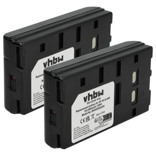 vhbw 2x Batterie remplacement pour Panasonic P-V213A - P-V611A, VM-VBR1E/2E, PV-BP15 - PV-BP19 pour caméra vidéo caméscope (2000mAh, 6V, NiMH)