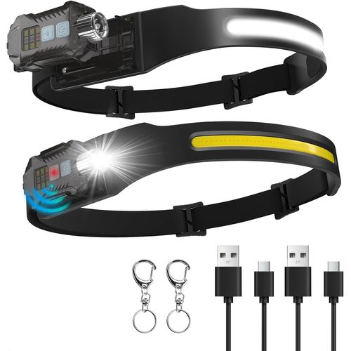 Jgd-Lampe Frontale Led Rechargeable - 400 Lumens - Capteur Grand Angle 230° - Lampe Frontale Amovible - 9 Modes D'éclairage - Lampe Frontale Légère Ipx65 - Étanche - Pour Randonnée, Camping