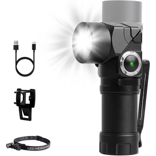 Lampe Torche Led Rechargeable, Lampe Frontale 2 En 1, Mise Au Point Réglable, 6 Modes D'éclairage, Lampe De Poche Avec Tête Rotative À 90° Pour Coupures De Courant, Urgence, Camping, Randonnée