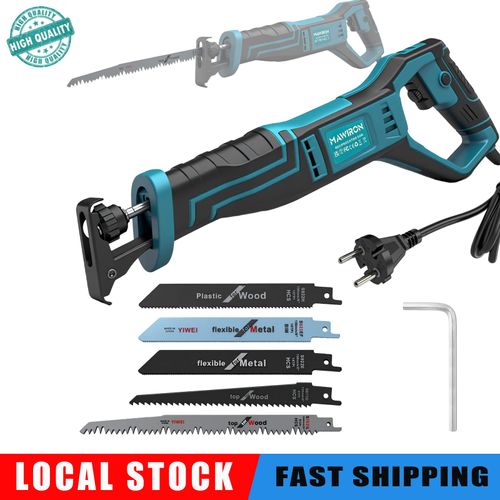 Scie sabre électrique, 3200 SPM MOTEUR SANS BALAIS Scies sabres, scie à bois sans fil pour métal, découpe PVC avec 5 lames de scie