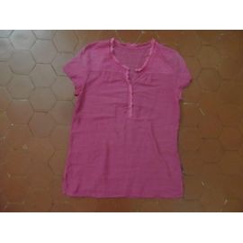 Tunique Voile Coton Et Dentelle Rose Foncé Blanche Porte