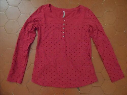 Tee-Shirt Jersey Coton Rose Foncé Pois Noirs Blanche Porte