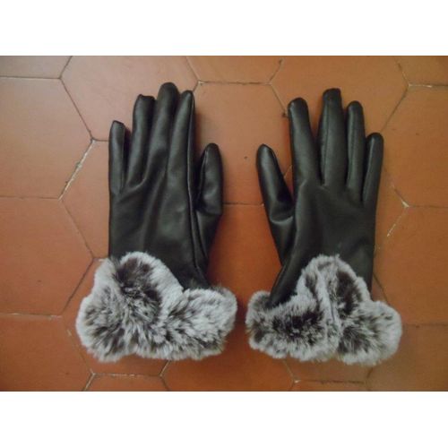 Gants Fourrure Synthétique Marron
