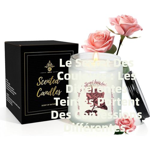 Bougie Aromatherapie Rose Parfum Naturel Cire Soja Longue Durnee Cadeau Parfait Femme