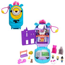 Polly Pocket Polly Pocket-Coffret Minions avec 3 mini-figurines et 9 accessoires