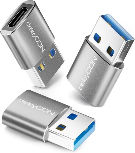 TRAHOO-Adaptateur USB-C (Lot de 3) USB 3.0 5 Gbps - Prise USB-C vers Fiche USB-A - pour iPhone 17/16/15, iPad, Galaxy S25/S24/S23, A56, A16, Ordinateur Portable, CarPlay, etc.