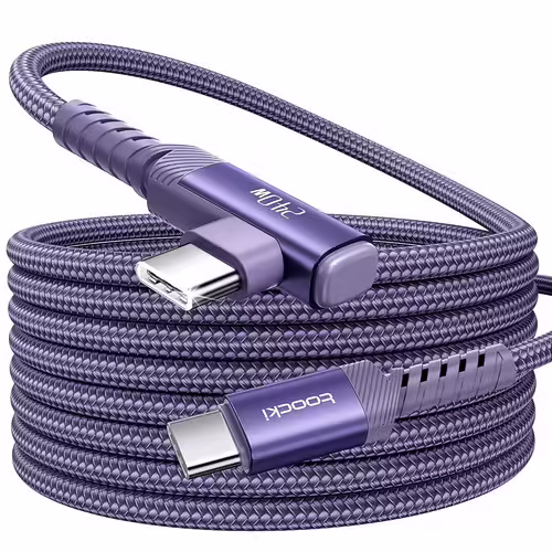 TRAHOO-Cable USB C to USB C 240W 2M, Charge Rapide PD3.1 & Transfert de Données 480Mbps, Câble Type-C Anglé Tressé Nylon pour iPhone 17 Pro Max/16/16 Pro Max/15, MacBook, iPad, Galaxy S25, Violet