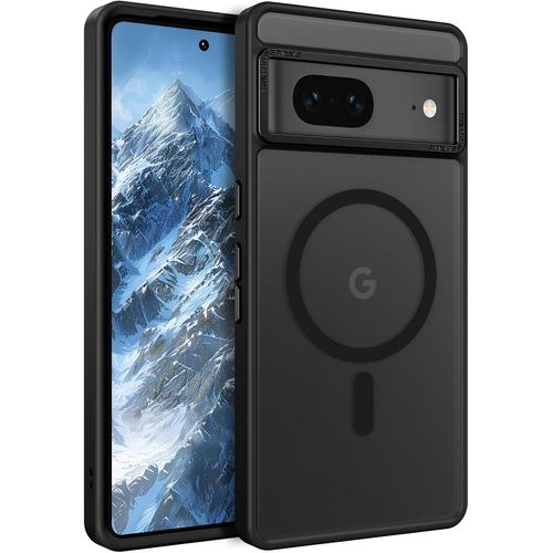 TRAHOO-Coque pour Google 7, Magnétique Fort [Compatible avec MagSafe] Mat Lisse Translucide Protection de Qualité Fine Mate Coque de Téléphone Aimanté pour Google Pixel 7 Noir